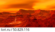 Panorama of a landscape on Venus at 700 degress Fahrenheit. Стоковое фото, фотограф Ron Miller/Stocktrek Images / ТАСС / Фотобанк Лори