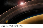 Cassini flies high risk orbits between Saturn's rings and the planet itself. Стоковое фото, фотограф Steven Hobbs/Stocktrek Images / ТАСС / Фотобанк Лори
