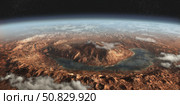 Artist's concept showing a lake of liquid water around Gale Crater on Mars. Стоковое фото, фотограф Steven Hobbs/Stocktrek Images / ТАСС / Фотобанк Лори