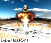 Orion-drive spacecraft using atomic bombs for lift-off. Стоковое фото, фотограф Rhys Taylor/Stocktrek Images / ТАСС / Фотобанк Лори