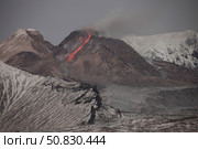 Incandescent rockfall of glowing lava down flank of Shiveluch Volcano. Стоковое фото, фотограф Richard Roscoe/Stocktrek Images / ТАСС / Фотобанк Лори