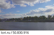 view of Tver, Russia. Savior Transfiguration Cathedral and Tver Regional Picture Gallery seen from above. Old Volzhsky bridge from 1900. Стоковое видео, видеограф Куликов Константин / Фотобанк Лори