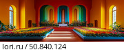 A vibrantly chromatic sacred space filled with nature's palette and divine light. Стоковое AI-изображение, AI-художник Данила Большаков / Фотобанк Лори