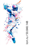 Dynamic Baseball Player Pitching, Artistic Watercolor Illustration. Стоковое AI-изображение, AI-художник Данила Большаков / Фотобанк Лори