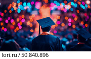 Graduate at Commencement Ceremony: A culmination of hard work, dedication, and celebrating milestone at graduation day. Стоковое AI-изображение, AI-художник Данила Большаков / Фотобанк Лори