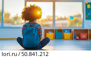 Back to School: A Student's Reflection in Sunlight. Стоковое AI-изображение, AI-художник Данила Большаков / Фотобанк Лори