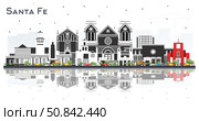 Santa Fe New Mexico City Skyline with Color Buildings Isolated on White. Illustration. Santa Fe USA Cityscape with Landmarks. Business Travel and Tourism Concept with Modern Architecture. Стоковая иллюстрация, иллюстратор Игорь Сорокин / Фотобанк Лори