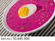 Cold yogurt beetroot soup. Стоковое фото, фотограф Яков Филимонов / Фотобанк Лори