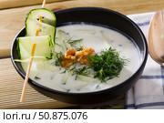 Cold vegetable soup Tarator. Стоковое фото, фотограф Яков Филимонов / Фотобанк Лори