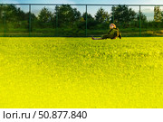 The child goes in for sports at the stadium. The boy training before playing football. Стоковое фото, фотограф Anastasia Kayander / Фотобанк Лори