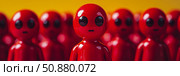 Red Uniformity: Concept of Conformity and Individuality featuring Group of Red Figures. Стоковое AI-изображение, AI-художник Данила Большаков / Фотобанк Лори