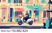 Concept: Urban Delivery. Purpose: Illustration for delivery service application. Стоковое AI-изображение, AI-художник Данила Большаков / Фотобанк Лори
