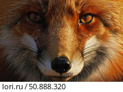 Red fox showing intense gaze in close up portrait. Стоковое AI-изображение, AI-художник Иван Рябоконь / Фотобанк Лори