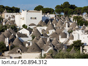 Италия. Альбарабелло. Вид на традиционные дома-трулли. Italy. Alberobello. A view of traditional trulli houses. Стоковое фото, фотограф Алексей Смышляев / Фотобанк Лори