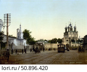 Малая Дмитровка и Страстной монастырь, начало XX века. Стоковое фото, фотограф Retro / Фотобанк Лори