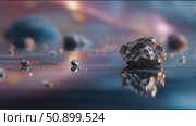 Stunning view of pebbles on water reflecting colorful skies at dusk over a tranquil lake. Стоковое AI-видео, аниматор Сергей Толмачёв / Фотобанк Лори