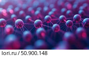 Abstract depiction of a molecular network, science tech wallpaper. Стоковое AI-изображение, AI-художник Данила Большаков / Фотобанк Лори