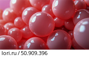 Colorful Glossy Spheres Clustered Together on a Soft Pink Background Creating an Abstract Visual Effect. Стоковое AI-изображение, AI-художник Юлия Гапеенко / Фотобанк Лори