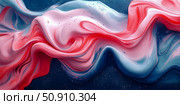 Abstract fluidity of red, white and blue, creating a swirling chromatic river. Стоковое AI-изображение, AI-художник Данила Большаков / Фотобанк Лори