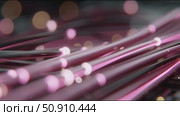 Close-up exploration of glowing fiber optic cables with vibrant colors in a dimly lit setting. Стоковое AI-видео, аниматор Сергей Толмачёв / Фотобанк Лори