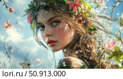 eostre goddess of springtime ai generated. Стоковое AI-изображение, AI-художник Vectorwin / Фотобанк Лори