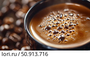 espresso coffee up close ai generated. Стоковое AI-изображение, AI-художник Vectorwin / Фотобанк Лори