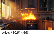 flammable kitchen fire safety ai generated. Стоковое AI-изображение, AI-художник Vectorwin / Фотобанк Лори