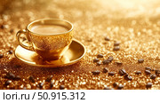 brew gold ground coffee ai generated. Стоковое AI-изображение, AI-художник Vectorwin / Фотобанк Лори