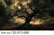 eerie haunted tree ai generated. Стоковое AI-изображение, AI-художник Vectorwin / Фотобанк Лори