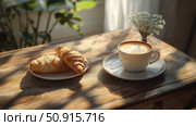 latte breakfast coffee ai generated. Стоковое AI-изображение, AI-художник Vectorwin / Фотобанк Лори