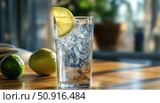 refreshing glass of seltzer ai generated. Стоковое AI-изображение, AI-художник Vectorwin / Фотобанк Лори