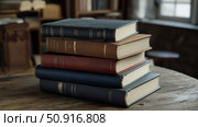 library book stacked ai generated. Стоковое AI-изображение, AI-художник Vectorwin / Фотобанк Лори