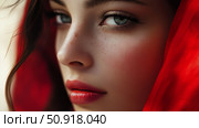 empowerment woman wearing red ai generated. Стоковое AI-изображение, AI-художник Vectorwin / Фотобанк Лори