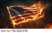 ctroversy us flag on fire ai generated. Стоковое AI-изображение, AI-художник Vectorwin / Фотобанк Лори