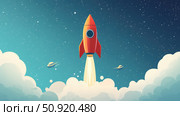 trajectory animating startup rocket ai generated. Стоковое AI-изображение, AI-художник Vectorwin / Фотобанк Лори
