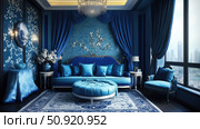 cobalt interior design blue ai generated. Стоковое AI-изображение, AI-художник Vectorwin / Фотобанк Лори