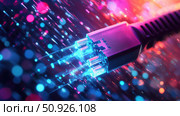 cat6 illuminating network cable ai generated. Стоковое AI-изображение, AI-художник Vectorwin / Фотобанк Лори