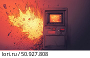crime exploding ATM ai generated. Стоковое AI-изображение, AI-художник Vectorwin / Фотобанк Лори
