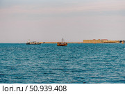 Yacht boats with tourists sailing on water Black Sea, seascape panorama summer. Стоковое фото, фотограф Spirit River / Фотобанк Лори