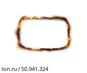 Rectangular Burnt Paper Frame with Flames. Стоковая иллюстрация, иллюстратор Андрей Апоев / Фотобанк Лори