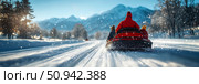 Winter Adventure: Snowmobile Ride in a Snowy Landscape. Стоковое AI-изображение, AI-художник Данила Большаков / Фотобанк Лори