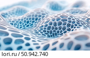 Organic Abstract Structure with Voronoi Pattern, showcasing cellular lattice morphology, for scientific visualization or technological scheme. Стоковое AI-изображение, AI-художник Данила Большаков / Фотобанк Лори