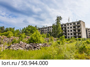 Abandoned Soviet Apartment Blocks in Irbene Ghost Town, Latvia. Стоковое фото, фотограф Zydrius Tartenis / Фотобанк Лори