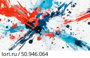 Abstract Artwork: Dynamic splash of red, white, and blue paint. Стоковое AI-изображение, AI-художник Данила Большаков / Фотобанк Лори