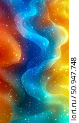 Abstract Cosmos Depicting Nebulous Light and Cosmic Dust Drifting Through Vivid Hues of Sapphire, Amber, and Emerald, a Digital Composition for Artistic Expression. Стоковое AI-изображение, AI-художник Данила Большаков / Фотобанк Лори