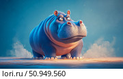 A contemplative hippopotamus character with a forlorn expression, design for print, poster, or greeting card. Стоковое AI-изображение, AI-художник Данила Большаков / Фотобанк Лори