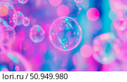 Transparent Orbs with Colorful Reflections Drifting in a Luminous Bokeh Setting, Abstract Artwork for Modern Screens, Card, Poster. Стоковое AI-изображение, AI-художник Данила Большаков / Фотобанк Лори