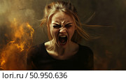viral angry shouting white woman ai generated. Стоковое AI-изображение, AI-художник Vectorwin / Фотобанк Лори