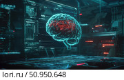 data streaming AI brain scan ai generated. Стоковое AI-изображение, AI-художник Vectorwin / Фотобанк Лори