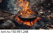 smoking cooking over a fire ai generated. Стоковое AI-изображение, AI-художник Vectorwin / Фотобанк Лори